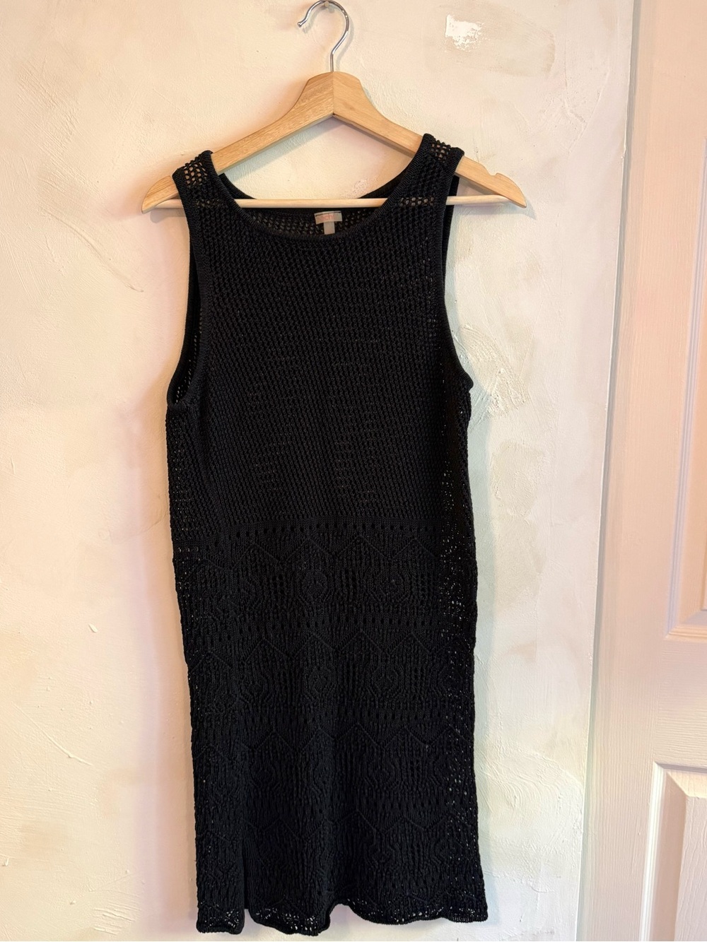 Echo Black Crochet Midi Dress